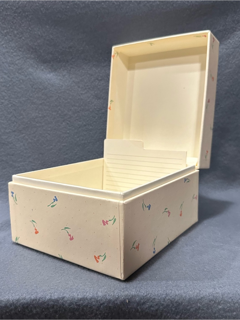 Cottagecore Cream Decorative Keepsake Recipe Storage Box with Floral Accents